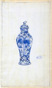 Blue and White Covered Urn